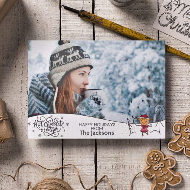 Postal Festiva Winter holiday Hot chocolate weather cute overlay (Subido por el creador)