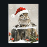 Postal Festiva Winter Santa Bunny Wonderland<br><div class="desc">Una mezcla perfecta de magia de invierno y alegría de vacaciones con un conejo adorable con un sombrero de Santa,  rodeado de pájaros alegres y copos de nieve que caen suave.</div>