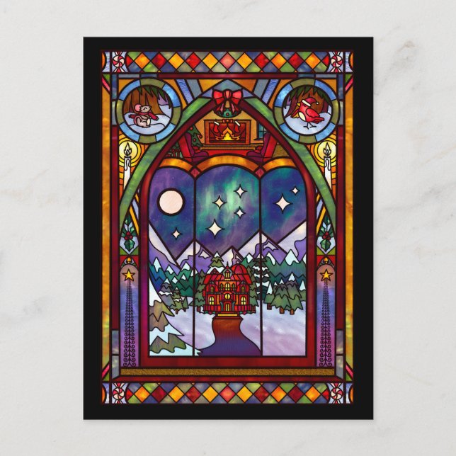 Postal Festiva Winter Windows Christmas Card (Anverso)