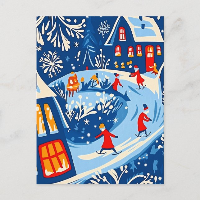 Postal Festiva Winter Wonderland, Globe de la nieve, arte popular (Anverso)