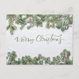 Postal Festiva Winter Wonderland Merry Christmas Calligraphy Pine
