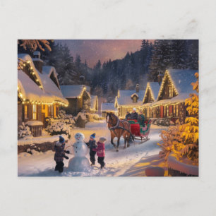 Postal Festiva Winter Wonderland Navidades Snowy Village