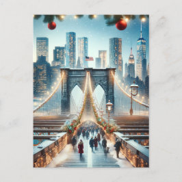 Postal Festiva Winter Wonderland. Puente de Brooklyn - Nueva York
