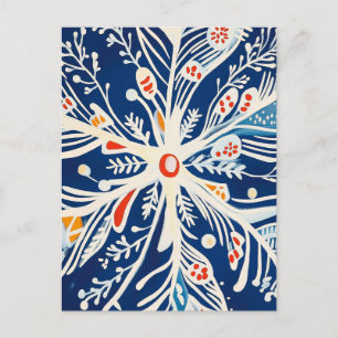 Postal Festiva Winter Wonderland, Snowflake, arte popular de vaca