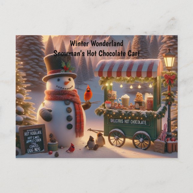 Postal Festiva Winter Wonderland Snowman's Hot Chocolate Cart (Anverso)