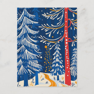 Postal Festiva Winter Wonderland, Snowy Forest, arte popular de v