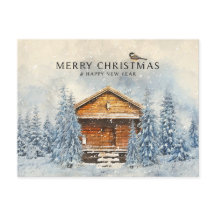 Winter Wood House and Pine