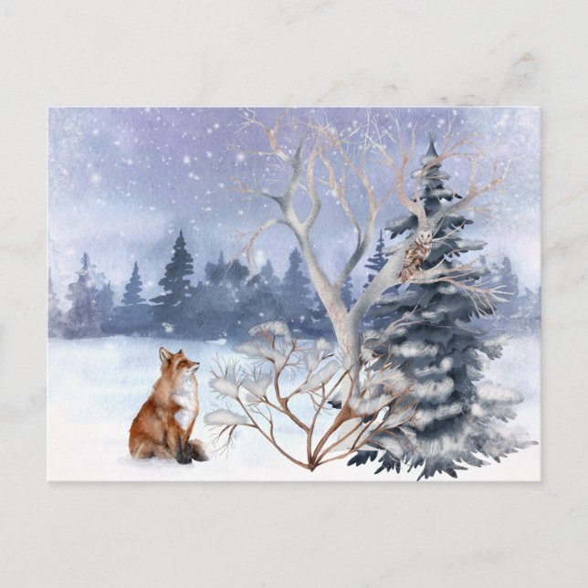 Postal Festiva Winter Woodland Fox & Owl (Anverso)