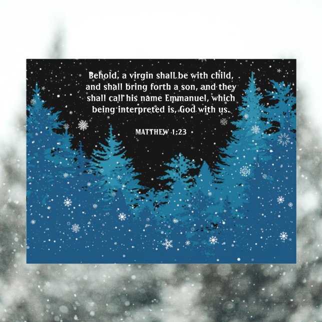 Postal Festiva Winter Woodland Matthew KJV Verse Navidades (Subido por el creador)