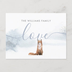 Postal Festiva Winter Woodland Scene Fox Family Name