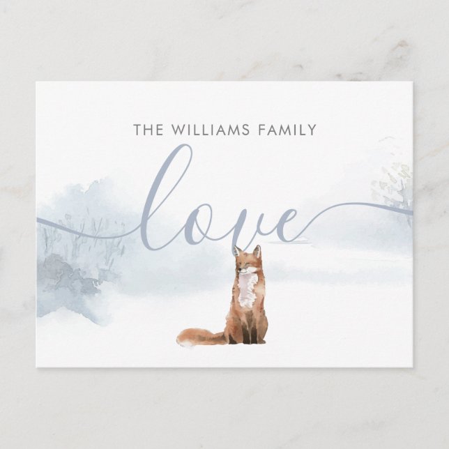 Postal Festiva Winter Woodland Scene Fox Family Name