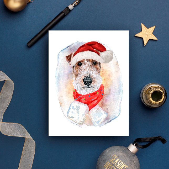 Postal Festiva Wire Fox Terrier Navidades Regalos Para Los Amante (Subido por el creador)