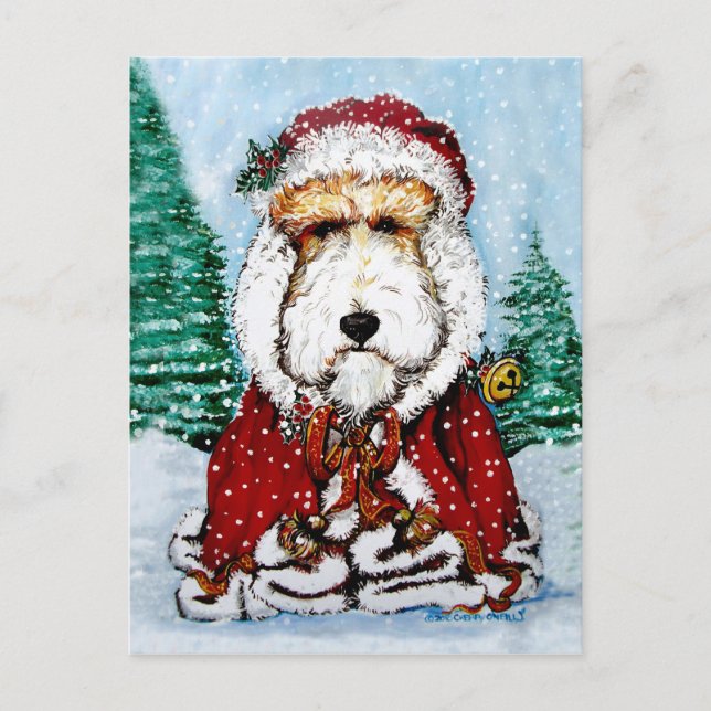 Postal Festiva Wire Fox Terrier Santa (Anverso)