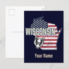 Postal Festiva Wisconsin Estados Unidos Mapa de Estados Unidos Vi