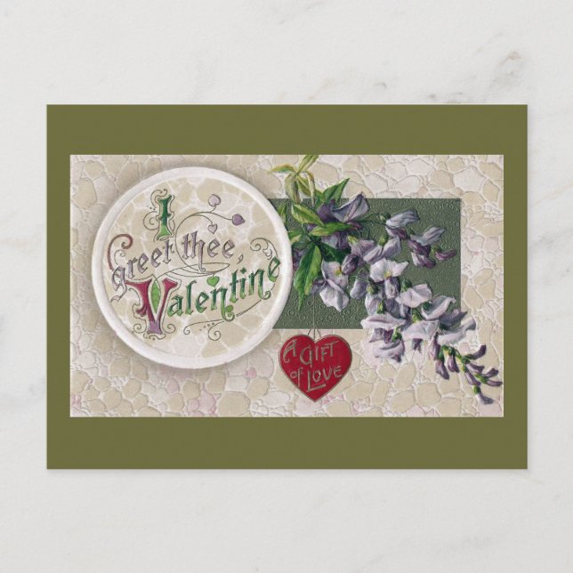 Postal Festiva Wisteria Vintage Valentine (Anverso)