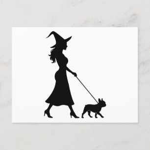 Postal Festiva Witch Walking Frenchie