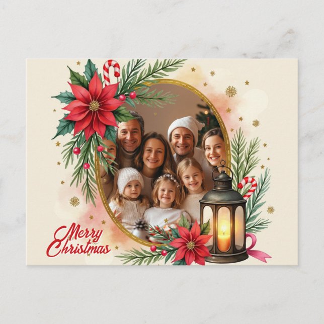 Postal Festiva With own photo Hearth & Holly (Anverso)