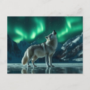 Postal Festiva Wolf Howling Under the Northern Lights