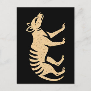 Postal Festiva Woodcut de tilacina - Espíritu de Tasmania en la v