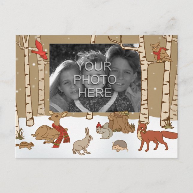 Postal Festiva Woodland Christmas Photo Postcard (Anverso)