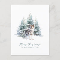 Woodland Pine Forest Wolf Merry Christmas
