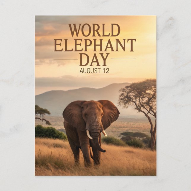 Postal Festiva World Elephant Day African Savanna Art (Anverso)
