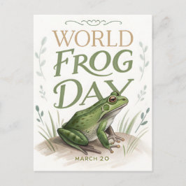 Postal Festiva World Frog Day Watercolor Nature Art