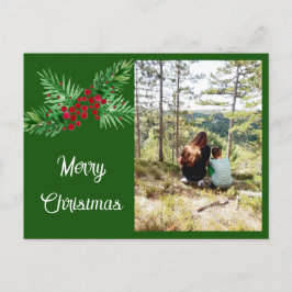 Postal Festiva Wreath De Pino Pintado A Mano Y Berry Rojo