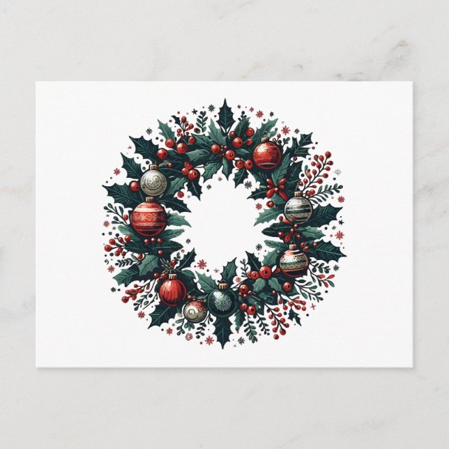 Postal Festiva Wreath navidades (Anverso)