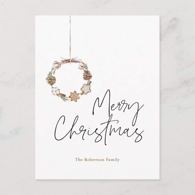 Postal Festiva Wreath, Navidades minimalistas (Anverso)