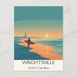 Postal Festiva Wrightsville Beach NC Vintage Surfer Beach Sunset