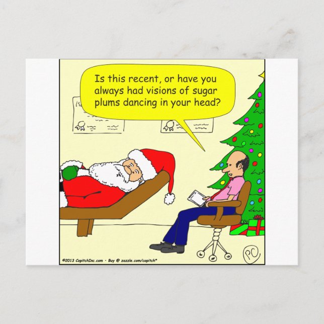 Postal Festiva x30 Santa habla con su terapeuta - dibujo animado (Anverso)