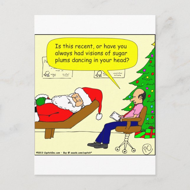 Postal Festiva x30 Santa habla con su terapeuta - dibujo animado (Anverso)
