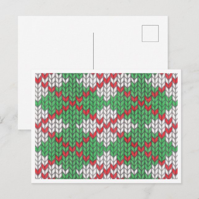 Postal Festiva XMAS ARGYLE KNIT Postcard / Horizontal (Anverso / Reverso)