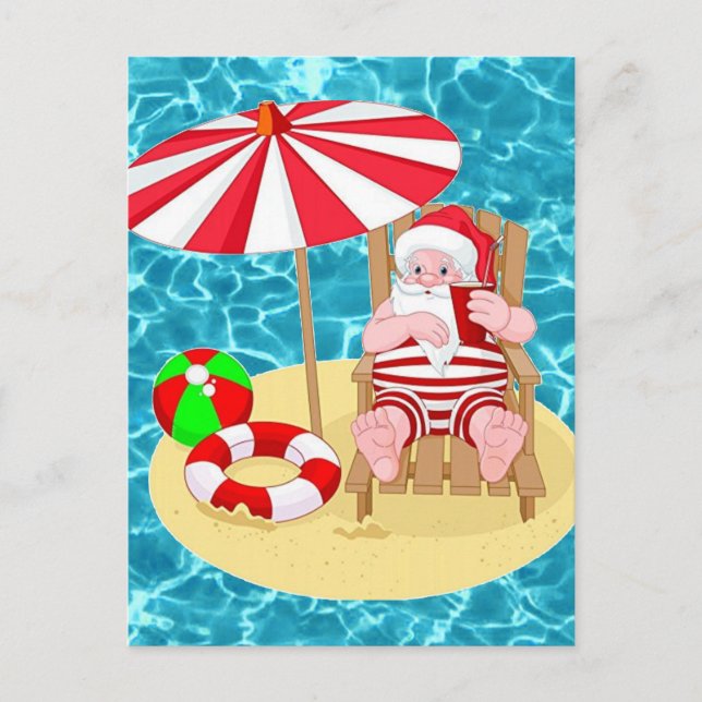 Postal Festiva xmas beach santa claus (Anverso)