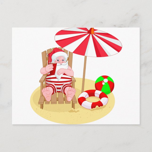 Postal Festiva xmas beach santa claus (Anverso)