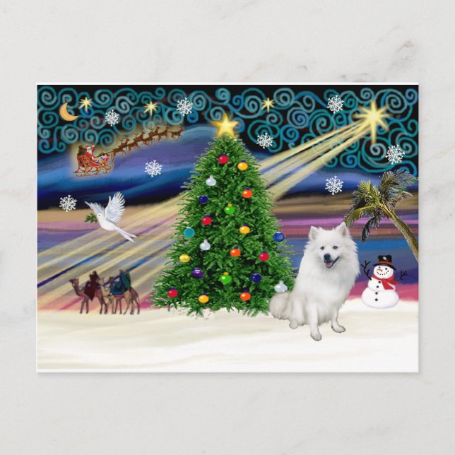 Postal Festiva Xmas Magic-American Eskimo Dog (Anverso)