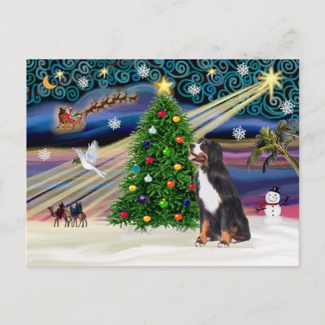 Postal Festiva Xmas Magic-Bernese Mountain Dog (Anverso)