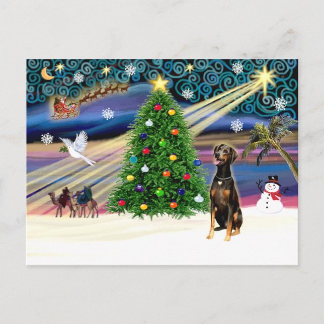 Postal Festiva Xmas Magic-Doberman Blk-Natural (Anverso)