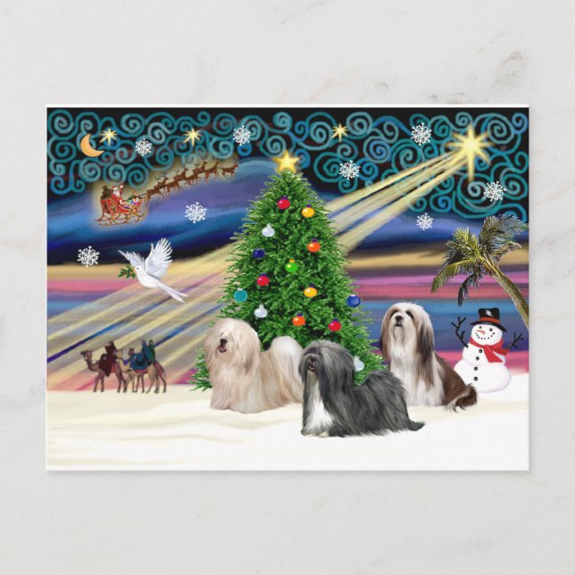 Postal Festiva Xmas Magic-Lhasa Apso-Trio (Anverso)