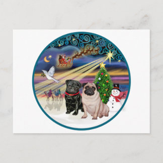 Postal Festiva Xmas Magic (R) - Dos Pugs (F + B)