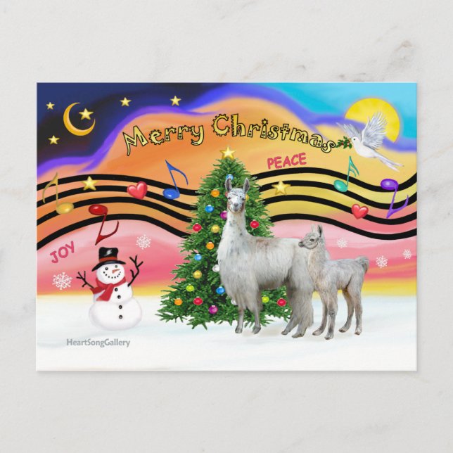 Postal Festiva Xmas Music 2 - Llama Mama and Baby (Anverso)