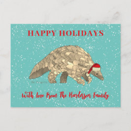 Postal Festiva Xmas Pangolin Cute especies amenazadas