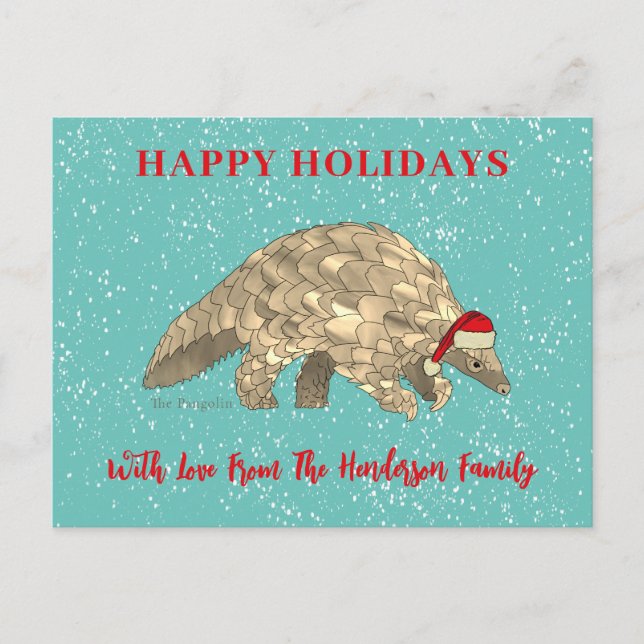 Postal Festiva Xmas Pangolin Cute especies amenazadas (Anverso)