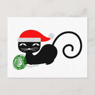 Postal Festiva xmas santa cat