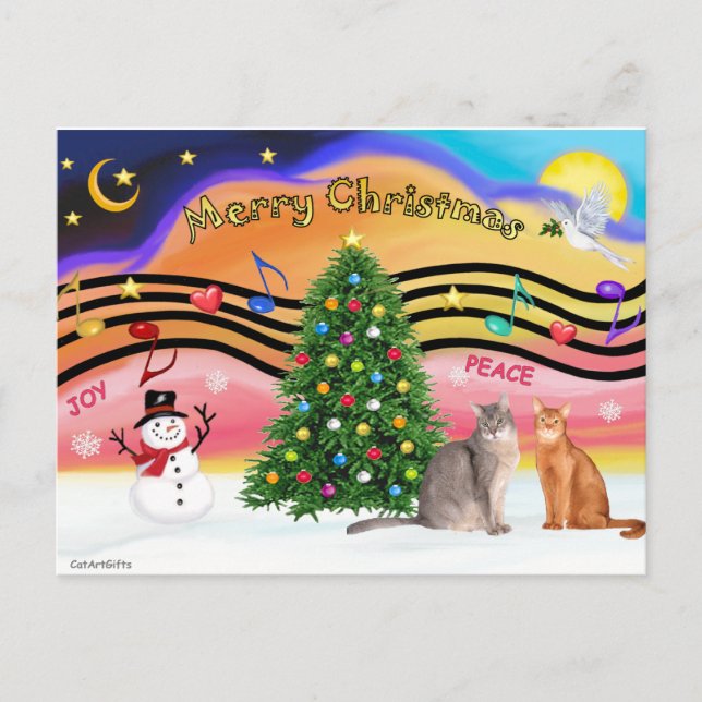 Postal Festiva Xmas Sunrise 2 - Dos gatos abismos (Anverso)