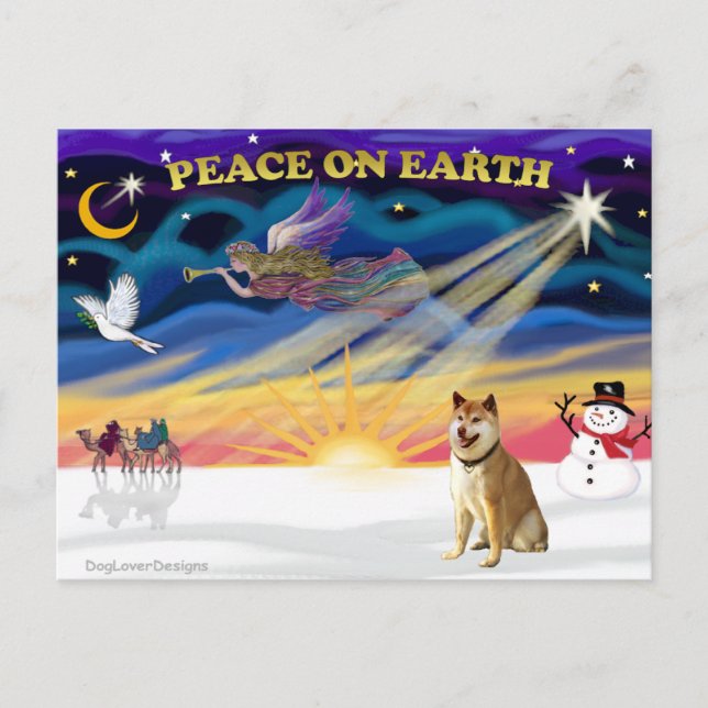Postal Festiva Xmas Sunrise - Shiba Inu 3 (Anverso)