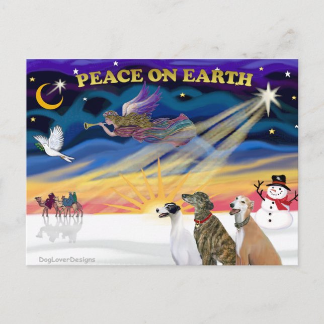 Postal Festiva XmasSunrise-3 Greyhounds (Anverso)