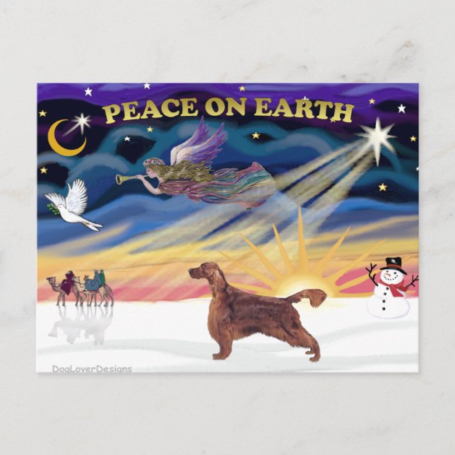 Postal Festiva XmasSunrise - Irlandés Setter 1 (Anverso)