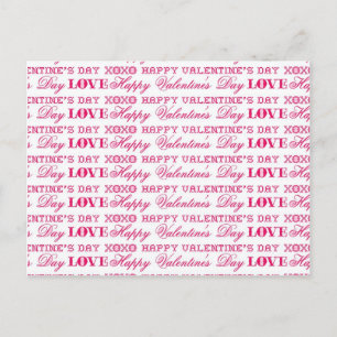 Postal Festiva XOXO Love Happy Valentine Day Pink Red Gifts